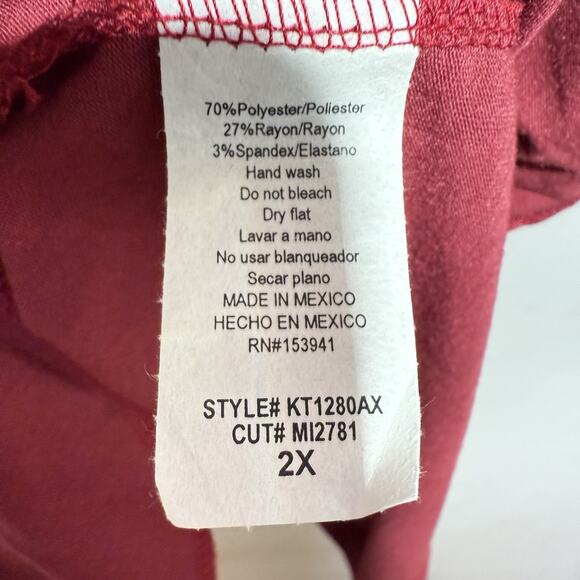 Misia Tunic Women’s 2X Long Sleeve Top Red Wine Pockets Soft Stretchy Comfort - Picture 8 of 9